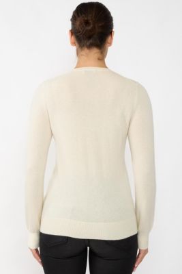 Women's 100% Cashmere Button Front Long Sleeve Crewneck Cardigan Sweater