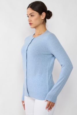 Women's 100% Cashmere Button Front Long Sleeve Crewneck Cardigan Sweater