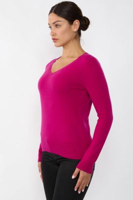 Women's 100% Pure Cashmere Long Sleeve Pullover V Neck Sweater