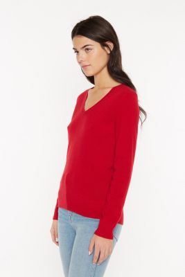 Women's 100% Pure Cashmere Long Sleeve Pullover V Neck Sweater