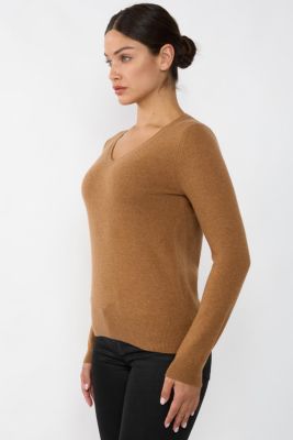 Women's 100% Pure Cashmere Long Sleeve Pullover V Neck Sweater