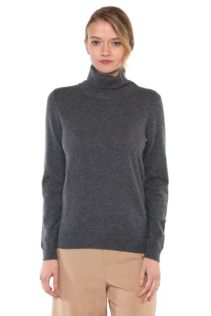 Women's 100% Pure Cashmere Long Sleeve Turtleneck Pullover Sweater - thumbnail 4