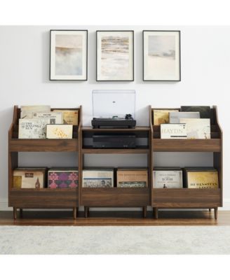 Furniture Liam 3Pc Medium-Density Fiberboard (MDF) Record Player Stand And Vinyl Storage Set