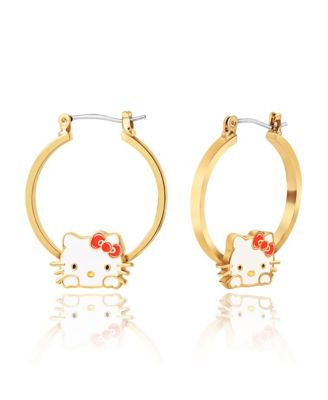 Sanrio Hoop Gold Plated and Enamel Earrings, Officially Licensed