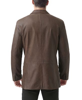 Men Distressed Leather Blazer