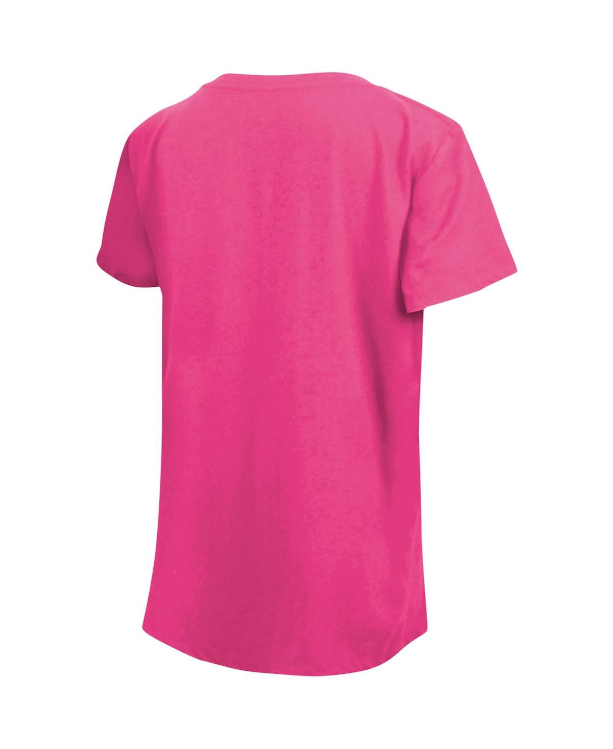 NEW ERA BIG GIRLS NEW ERA PINK COLORADO ROCKIES JERSEY STARS V-NECK T-SHIRT 