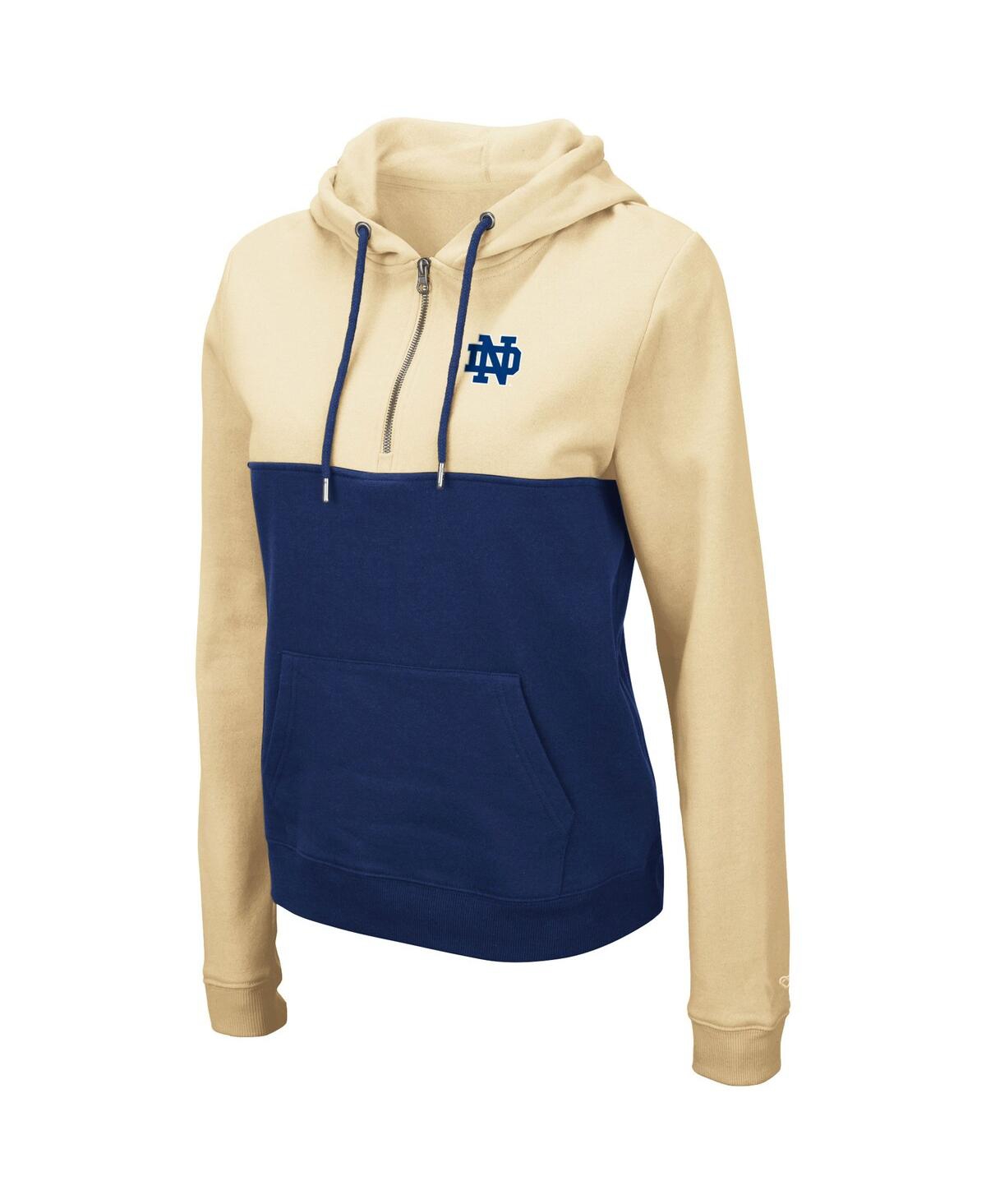 Colosseum Women's  Gold, Navy Notre Dame Fighting Irish Aidan Lightweight Quarter-zip Hoodie In Gold,navy