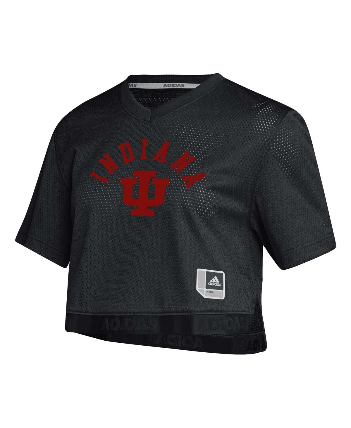Women's adidasIndiana Hoosiers V-Neck Cropped Jersey - Black