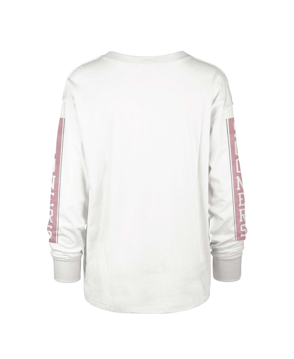 Shop 47 Brand Women's ' White Distressed Oklahoma Sooners Statement Soa 3-hit Long Sleeve T-shirt