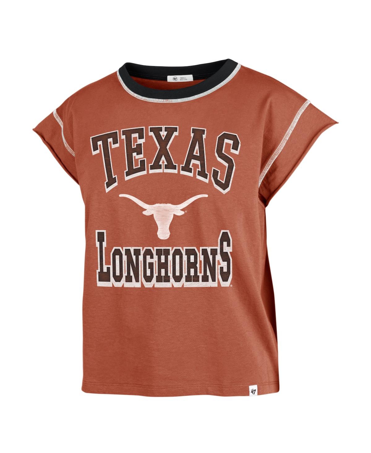 Shop 47 Brand Women's ' Texas Orange Texas Longhorns Sound Up Maya Cutoff T-shirt
