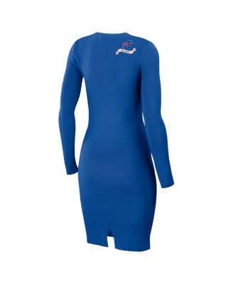 Women's Royal Buffalo Bills Lace Up Long Sleeve Dress