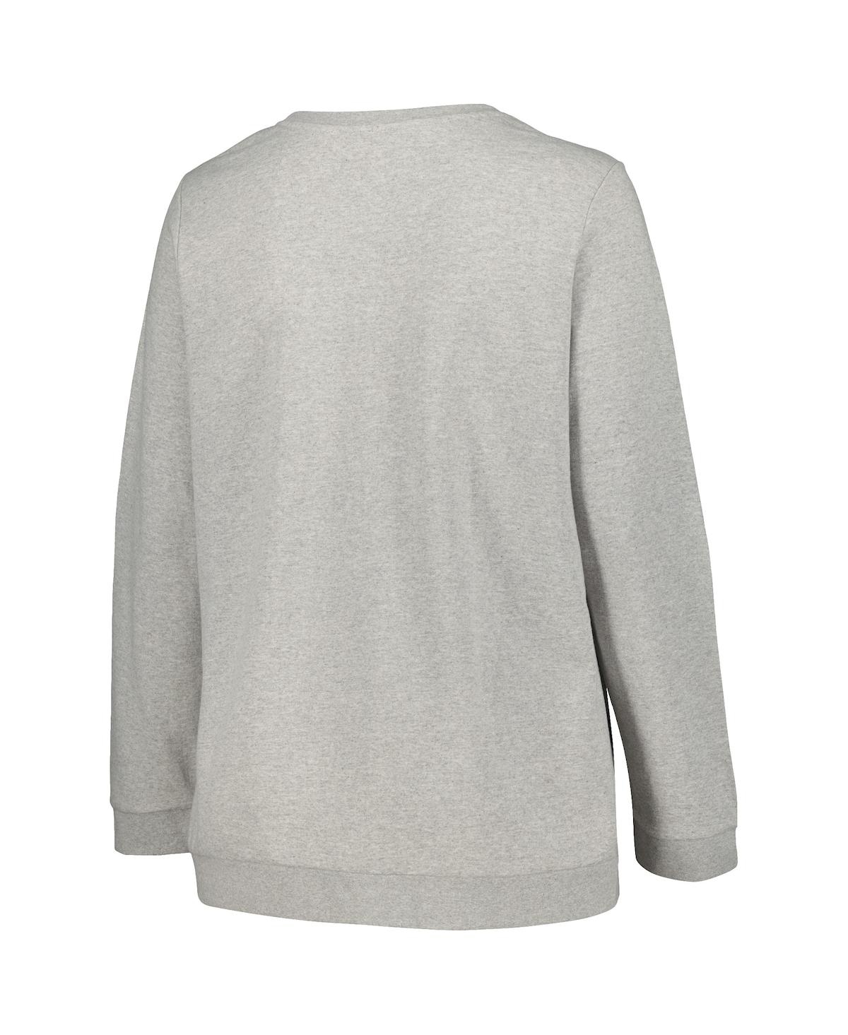 Shop Profile Women's  Heather Gray Wisconsin Badgers Plus Size Side Stripe Pullover Sweatshirt