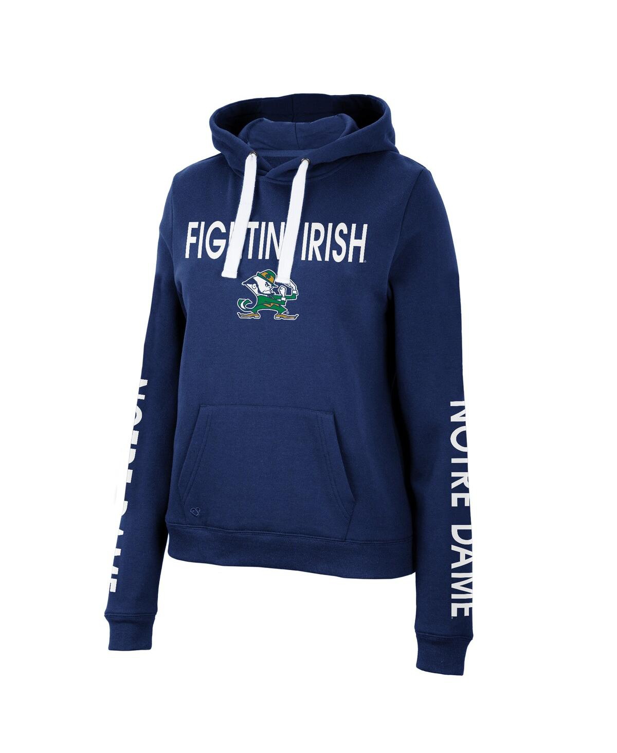Shop Colosseum Women's  Navy Notre Dame Fighting Irish 3-hit Pullover Sweatshirt