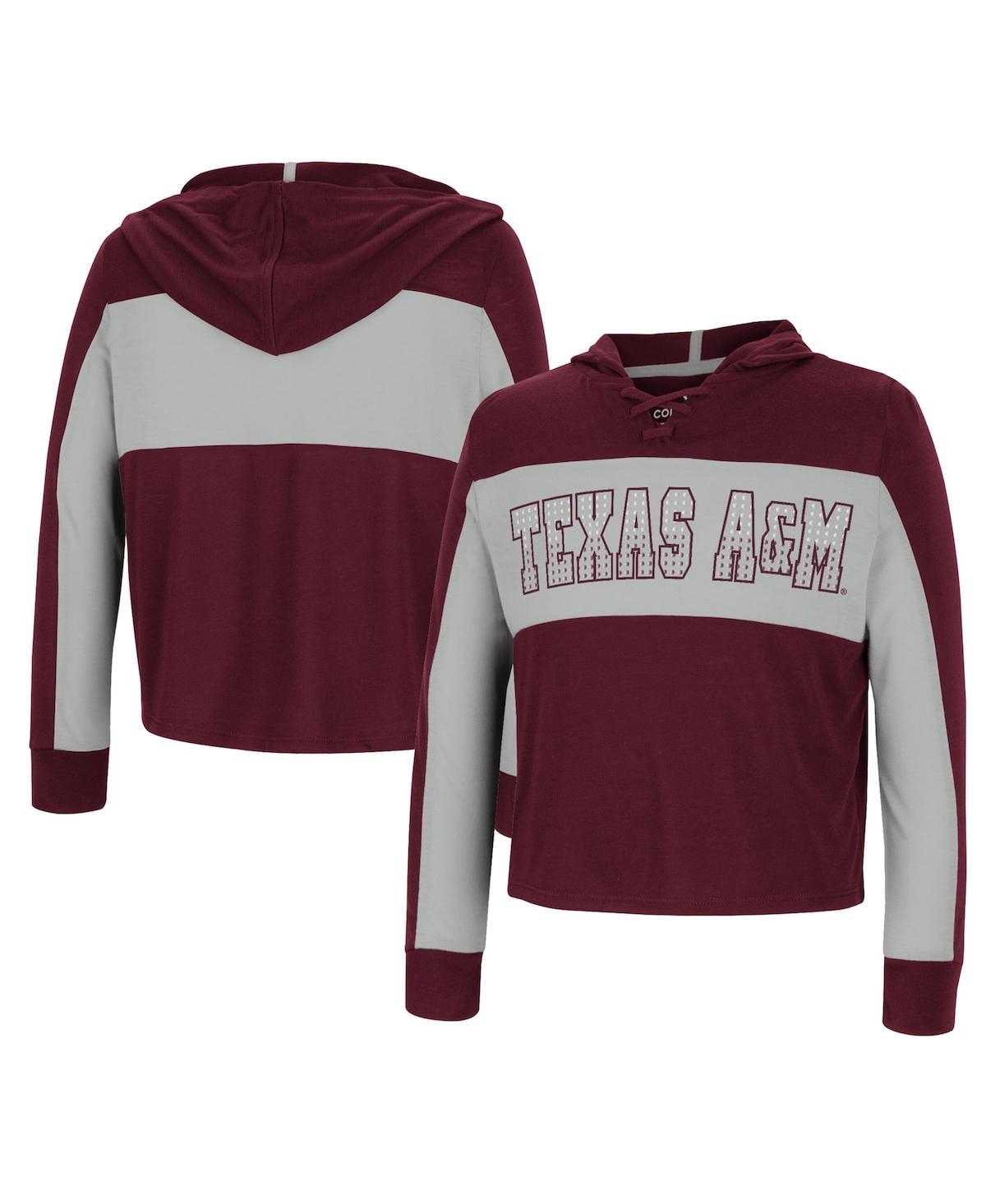 Colosseum Kids' Big Girls  Maroon Texas A&m Aggies Galooks Hoodie Lace-up Long Sleeve T-shirt