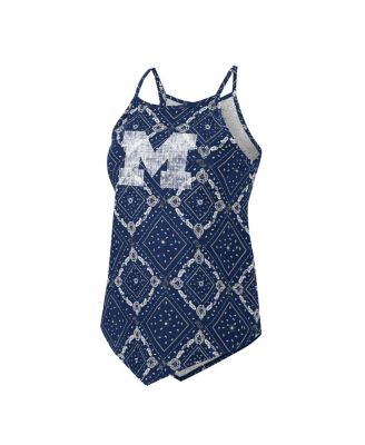 Women's x Wrangler Navy Distressed Michigan Wolverines Bandana Tank Top