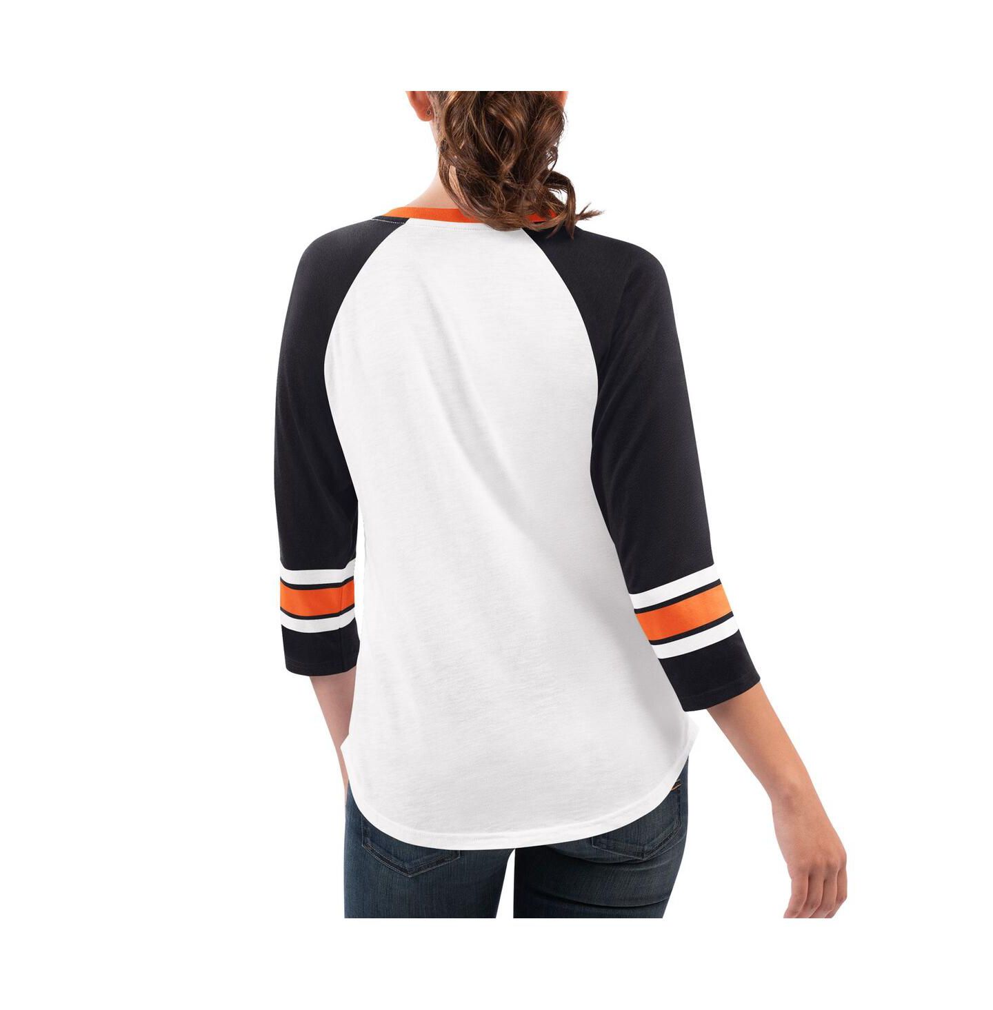 Женская футболка G-III 4Her by Carl Banks White, Black Martin Truex Jr Top Team V-Neck 3/4 Sleeve — фото 2