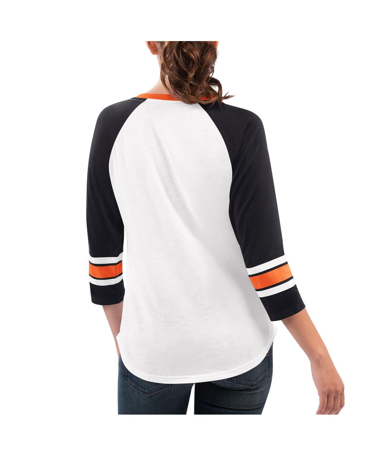 G-iii 4her By Carl Banks Women's  White, Black Martin Truex Jr Top Team V-neck 3/4 Sleeve T-shirt In White,black