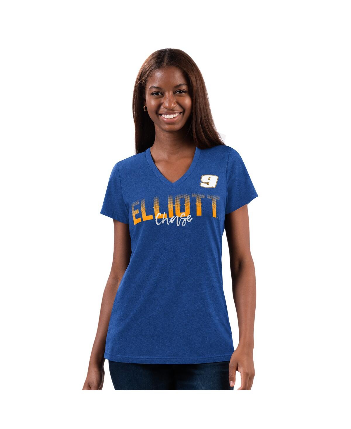 Shop G-iii 4her By Carl Banks Women's  Royal Distressed Chase Elliott Snap V-neck T-shirt