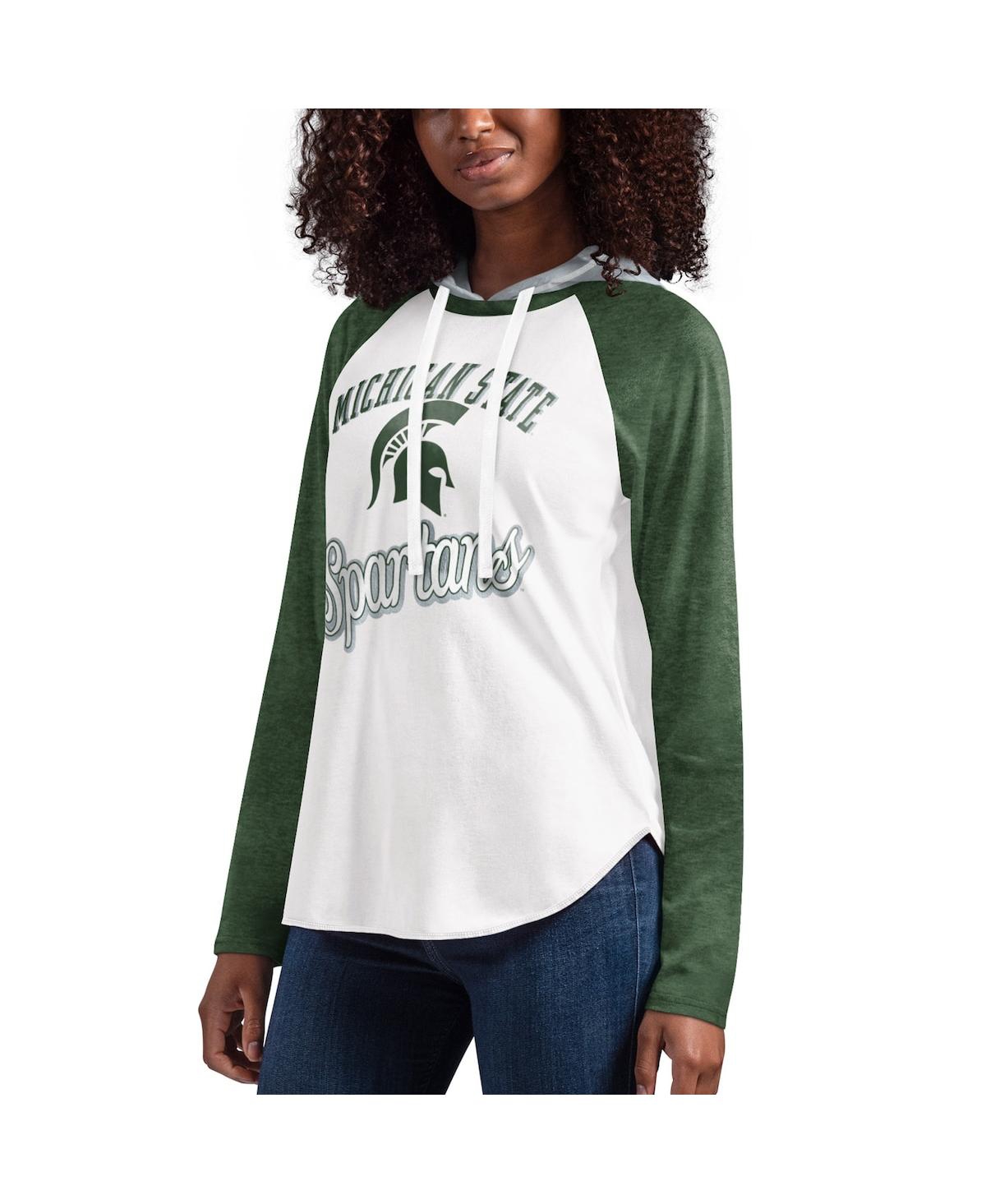 G-iii 4her By Carl Banks Women's  White, Green Michigan State Spartans From The Sideline Raglan Long In White,green