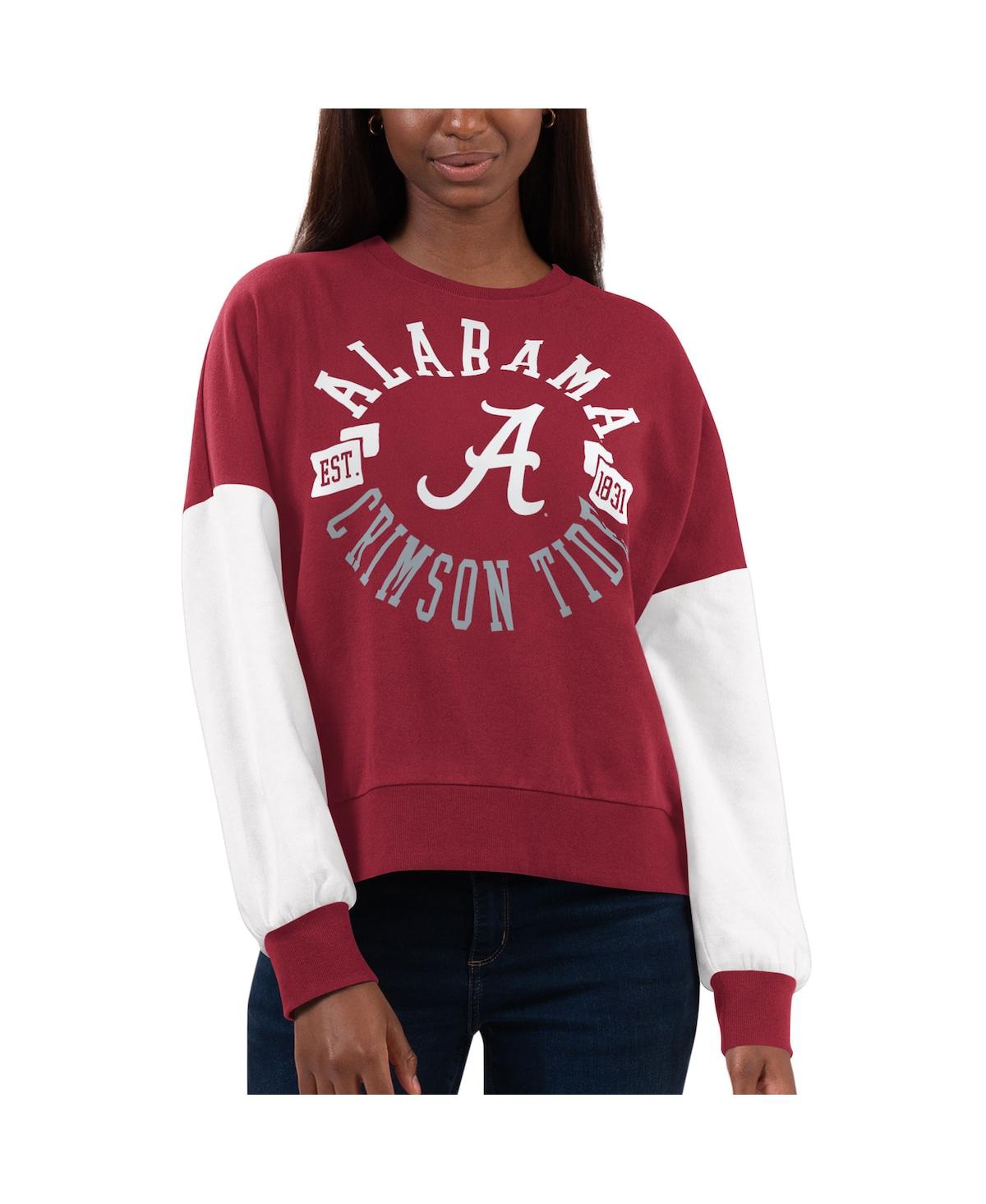 G-iii 4her By Carl Banks Women's  Crimson, White Alabama Crimson Tide Team Pride Colorblock Pullover In Crimson,white