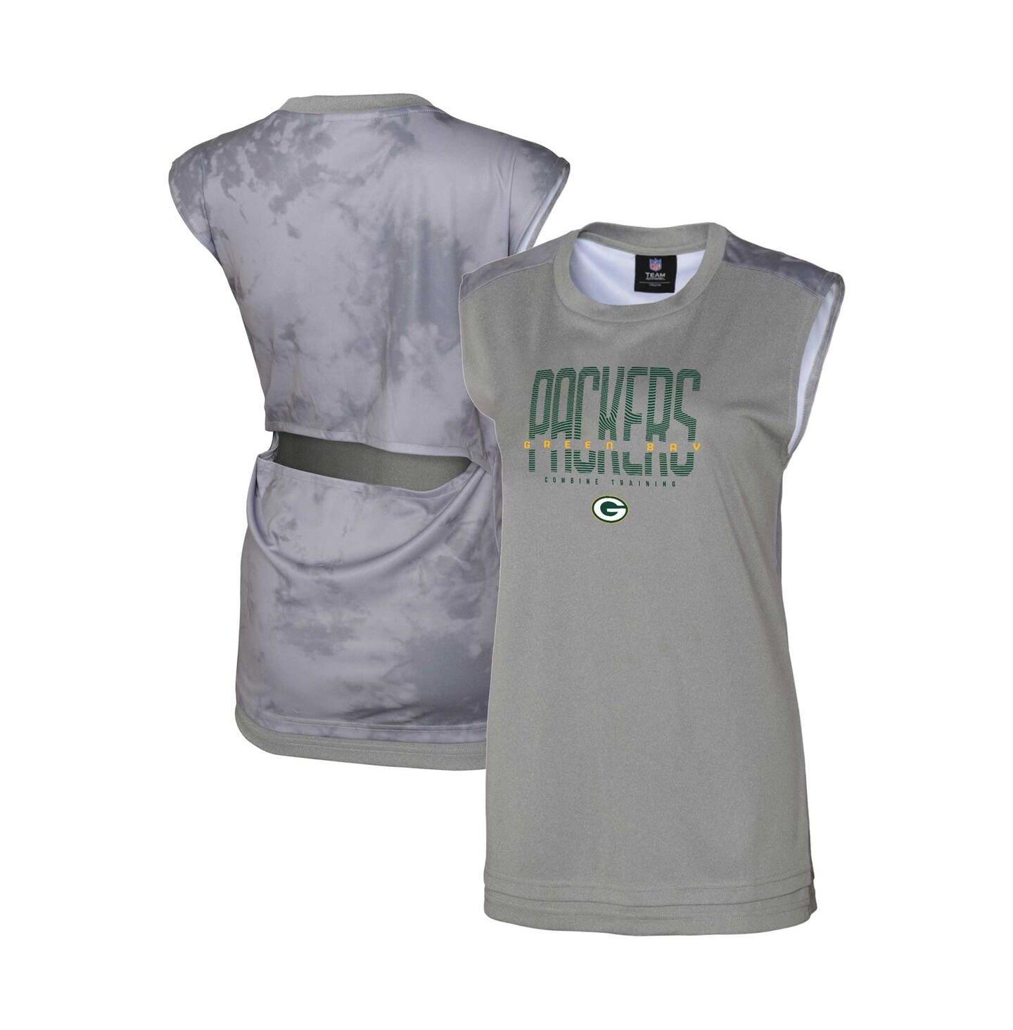 Женский топ Outerstuff Gray Green Bay Packers No Sweat Tank Top — фото 1