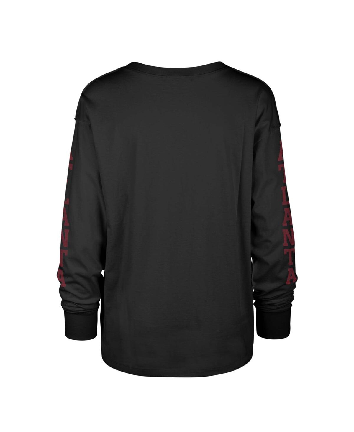 47 BRAND WOMEN'S '47 BRAND BLACK DISTRESSED ATLANTA FALCONS TOM CAT LONG SLEEVE T-SHIRT 