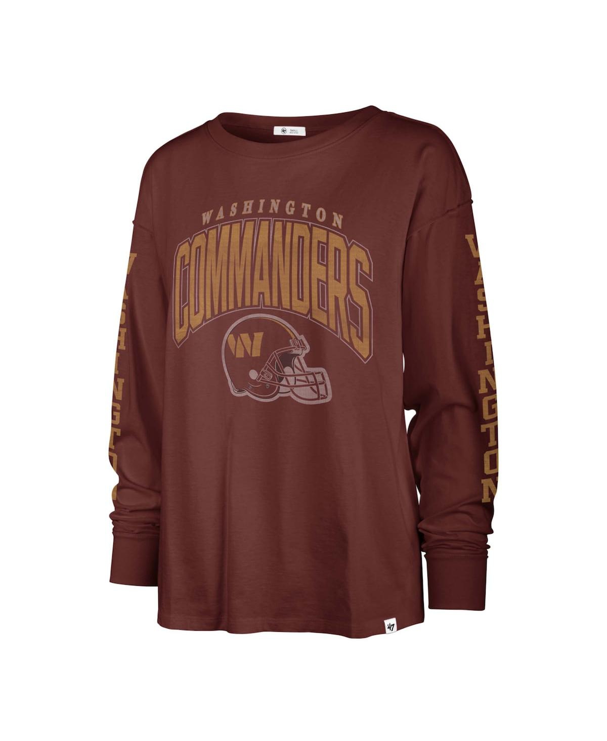 Shop 47 Brand Women's ' Burgundy Distressed Washington Commanders Tom Cat Long Sleeve T-shirt