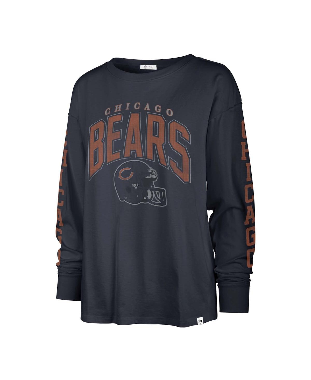 Shop 47 Brand Women's ' Navy Distressed Chicago Bears Tom Cat Long Sleeve T-shirt