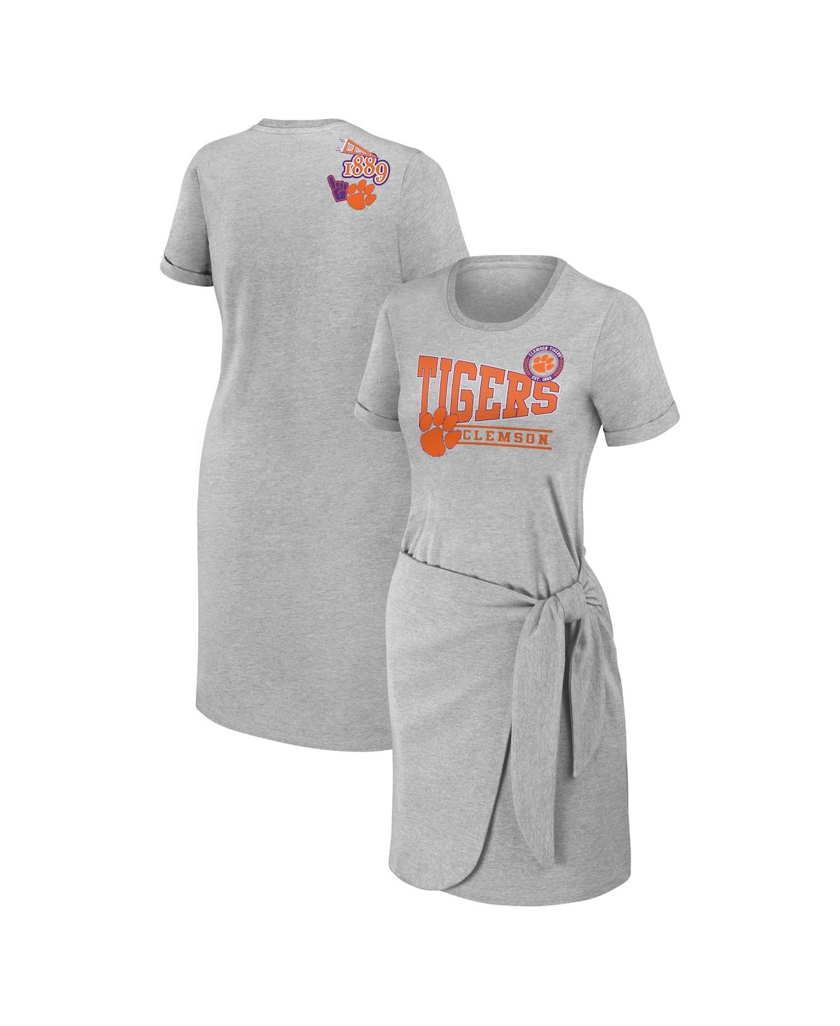 Wear By Erin Andrews Women's  Heather Gray Clemson Tigers Knotted T-shirt Dress