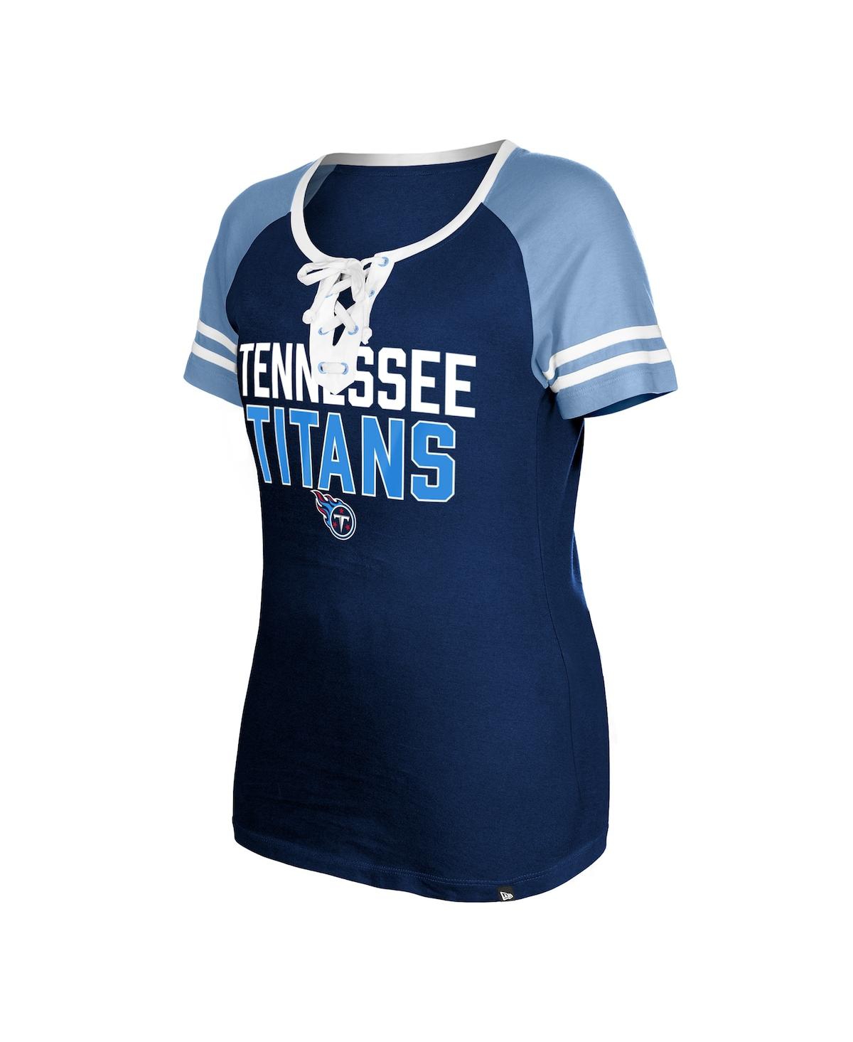 NEW ERA WOMEN'S NEW ERA NAVY TENNESSEE TITANS RAGLAN LACE-UP T-SHIRT 
