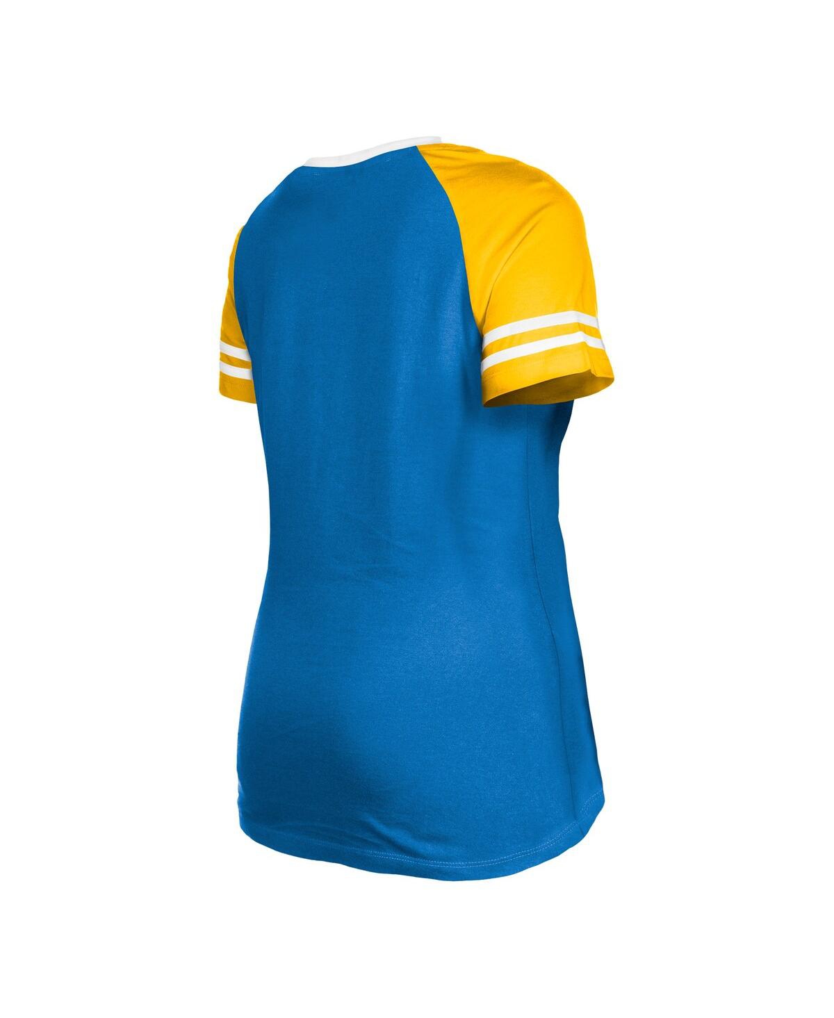 New Era Women's  Powder Blue Los Angeles Chargers Raglan Lace-up T-shirt In Powder Blue