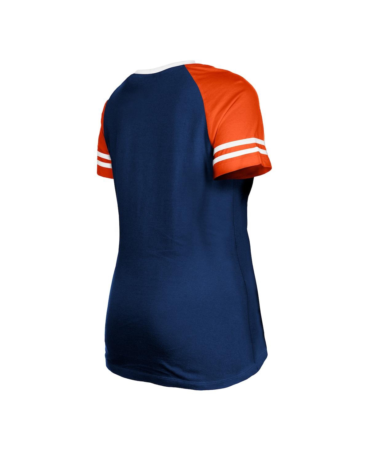 NEW ERA WOMEN'S NEW ERA NAVY CHICAGO BEARS RAGLAN LACE-UP T-SHIRT 