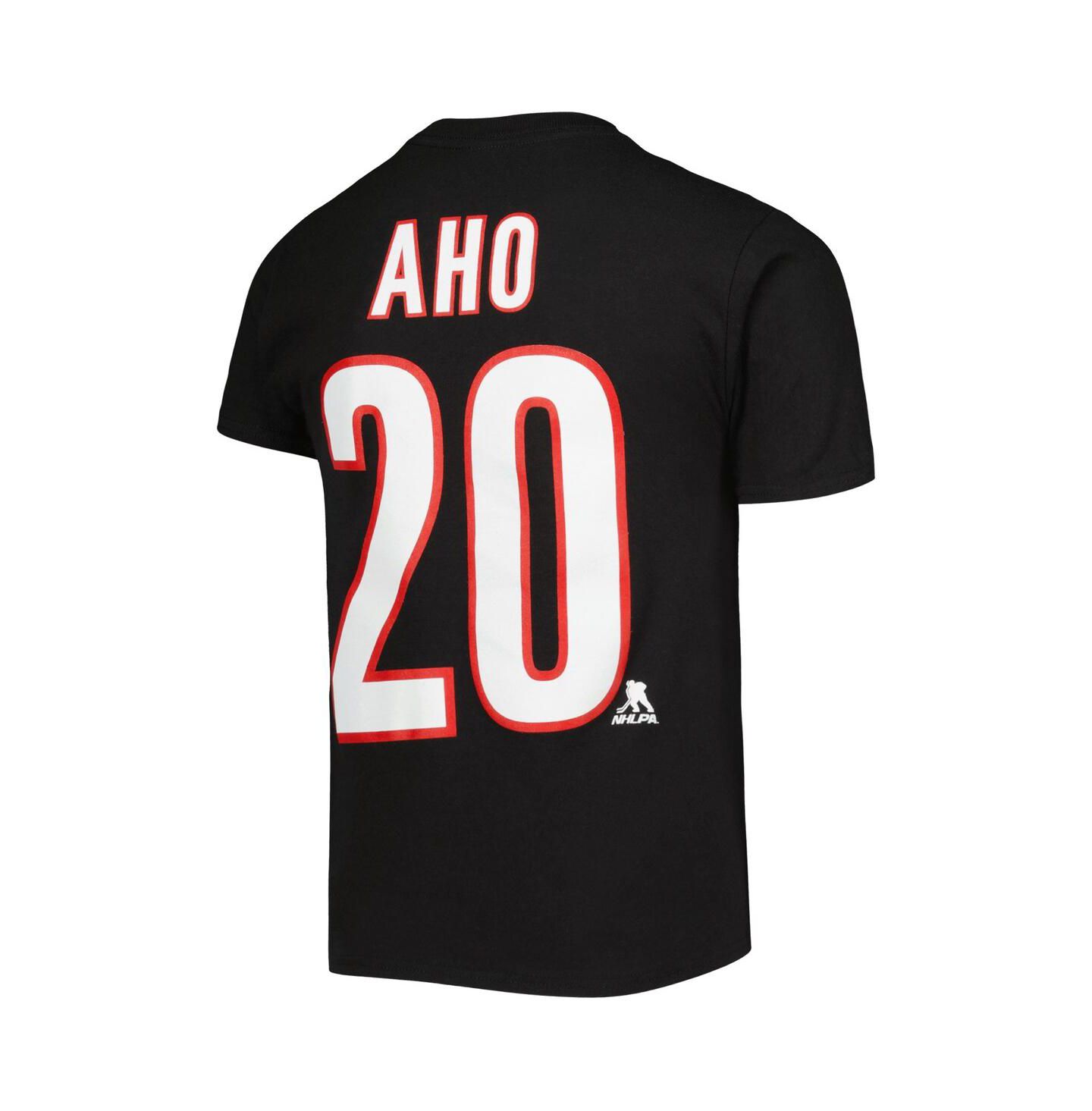 Футболка Outerstuff Sebastian Aho Black Carolina Hurricanes Name and Number Player для мальчиков — фото 2