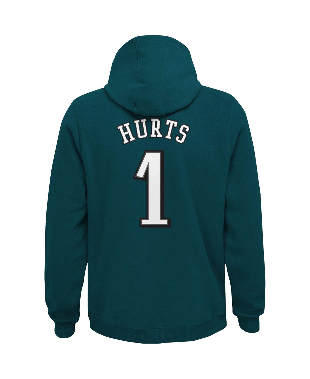Outerstuff Big Boys Jalen Hurts Midnight Green Philadelphia Eagles Mainliner Player Name And Number Pullover Ho In Green