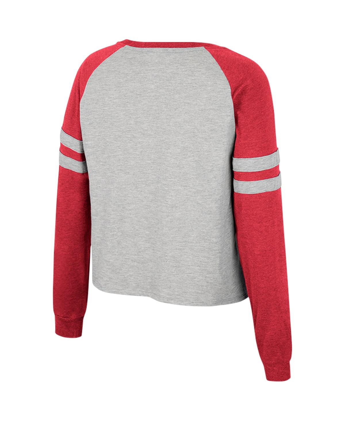 Shop Colosseum Women's  Heather Gray Alabama Crimson Tide I'm Gliding Here Raglan Long Sleeve Cropped T-sh