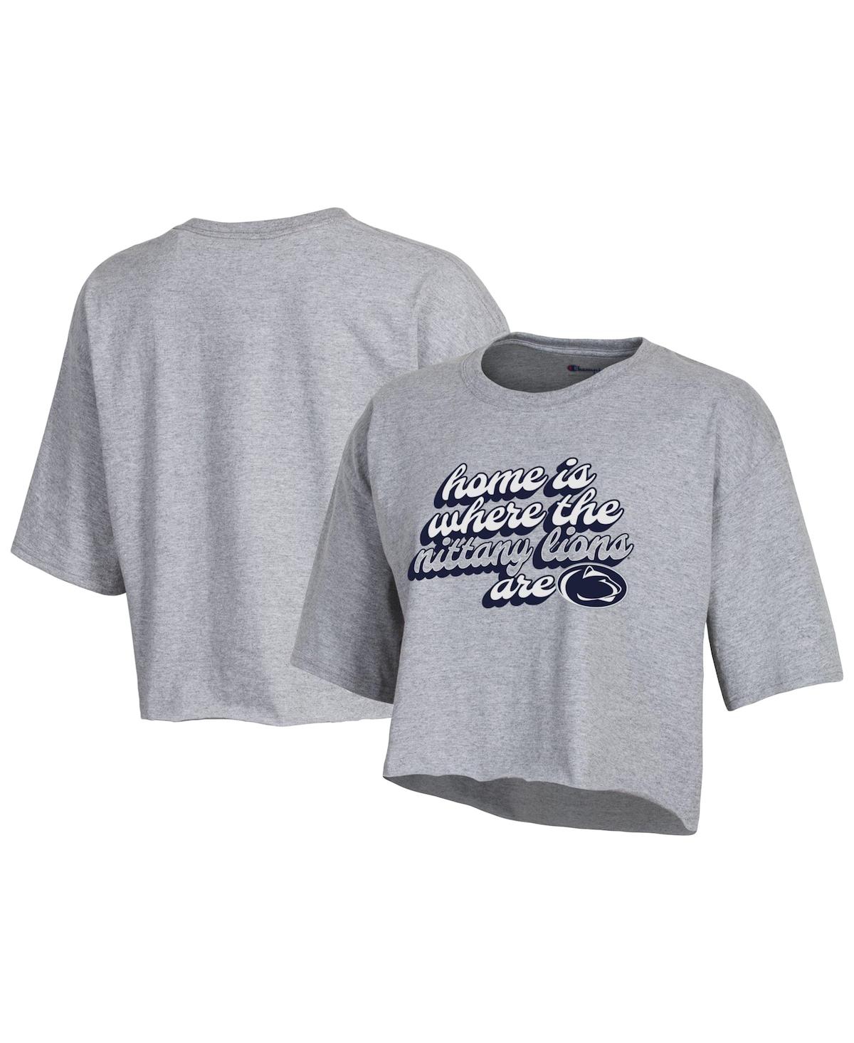 Champion Women's  Gray Penn State Nittany Lions Boyfriend Cropped T-shirt