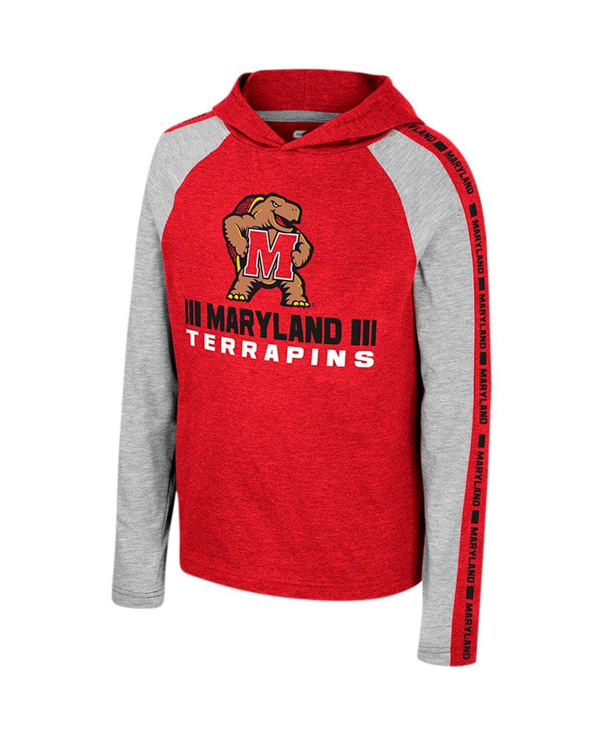 Shop Colosseum Big Boys  Red Maryland Terrapins Ned Raglan Long Sleeve Hooded T-shirt