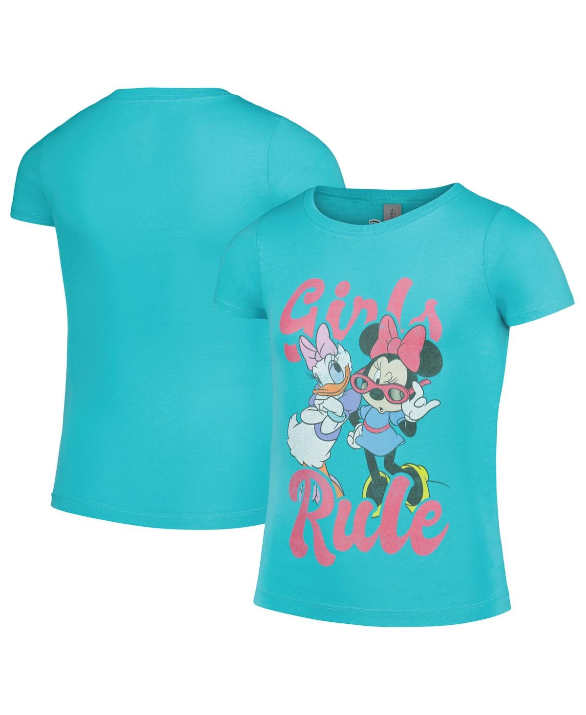 Mad Engine Kids' Big Girls  Turquoise Mickey & Friends Girls Rule T-shirt