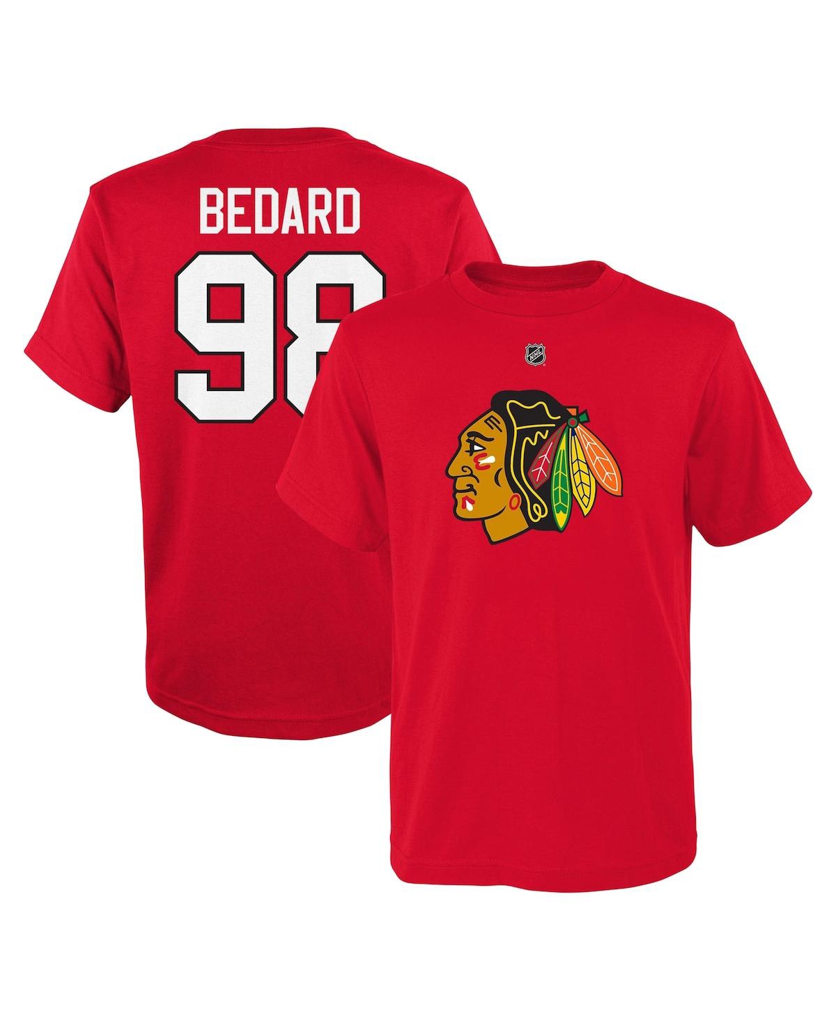 Outerstuff Babies' Preschool Boys And Girls Connor Bedard Red Chicago Blackhawks Authentic Stack Name And Number T-shir