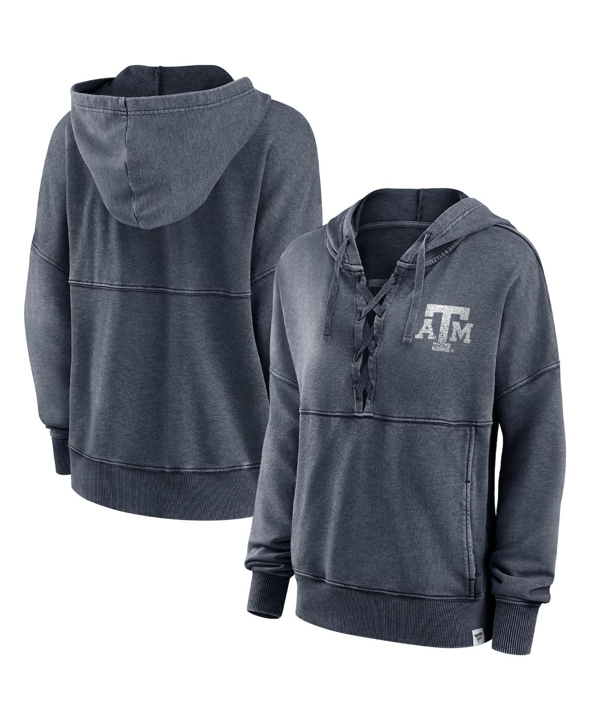 Shop Fanatics Women's  Heathered Charcoal Distressed Texas A&m Aggies Overall Speed Lace-up Pullover Hoodi