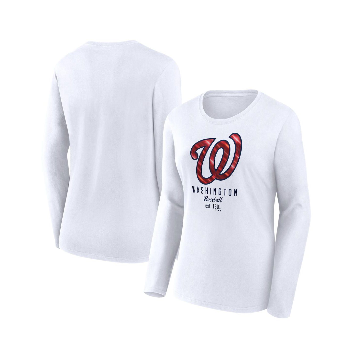 Женская футболка Fanatics White Washington Nationals Long Sleeve — фото 1