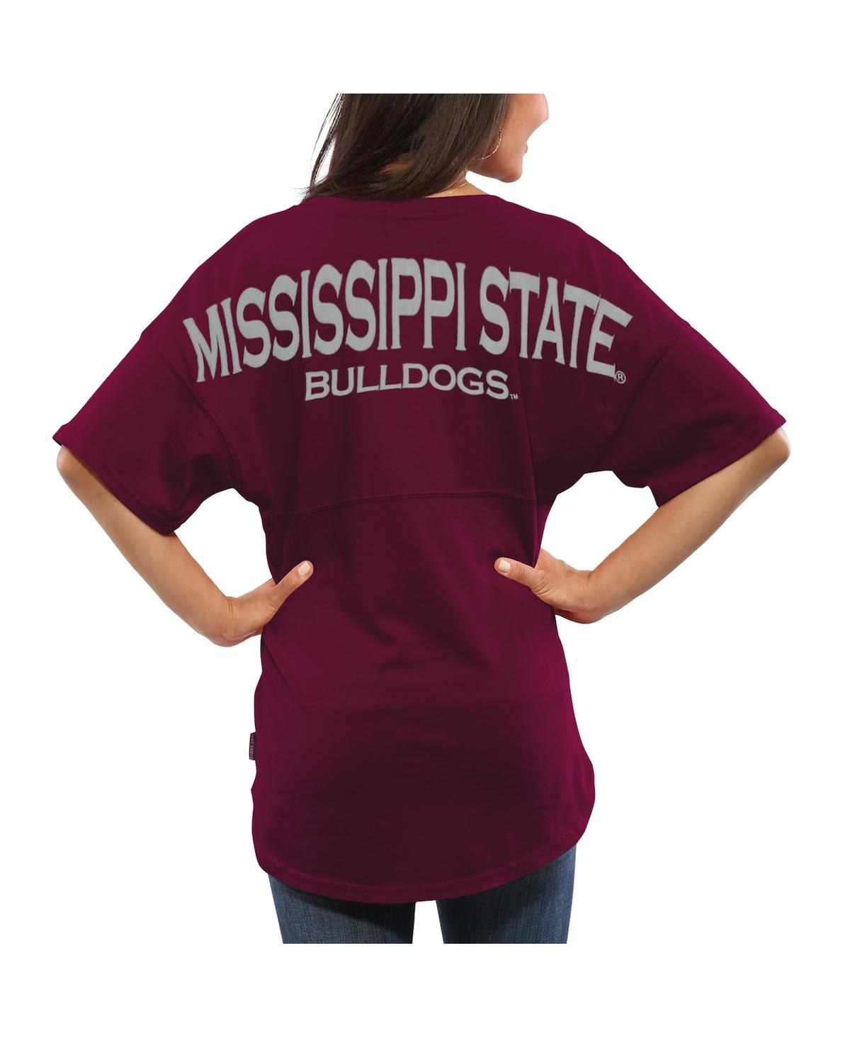 Shop Spirit Jersey Women's Maroon Mississippi State Bulldogs  Oversized T-shirt