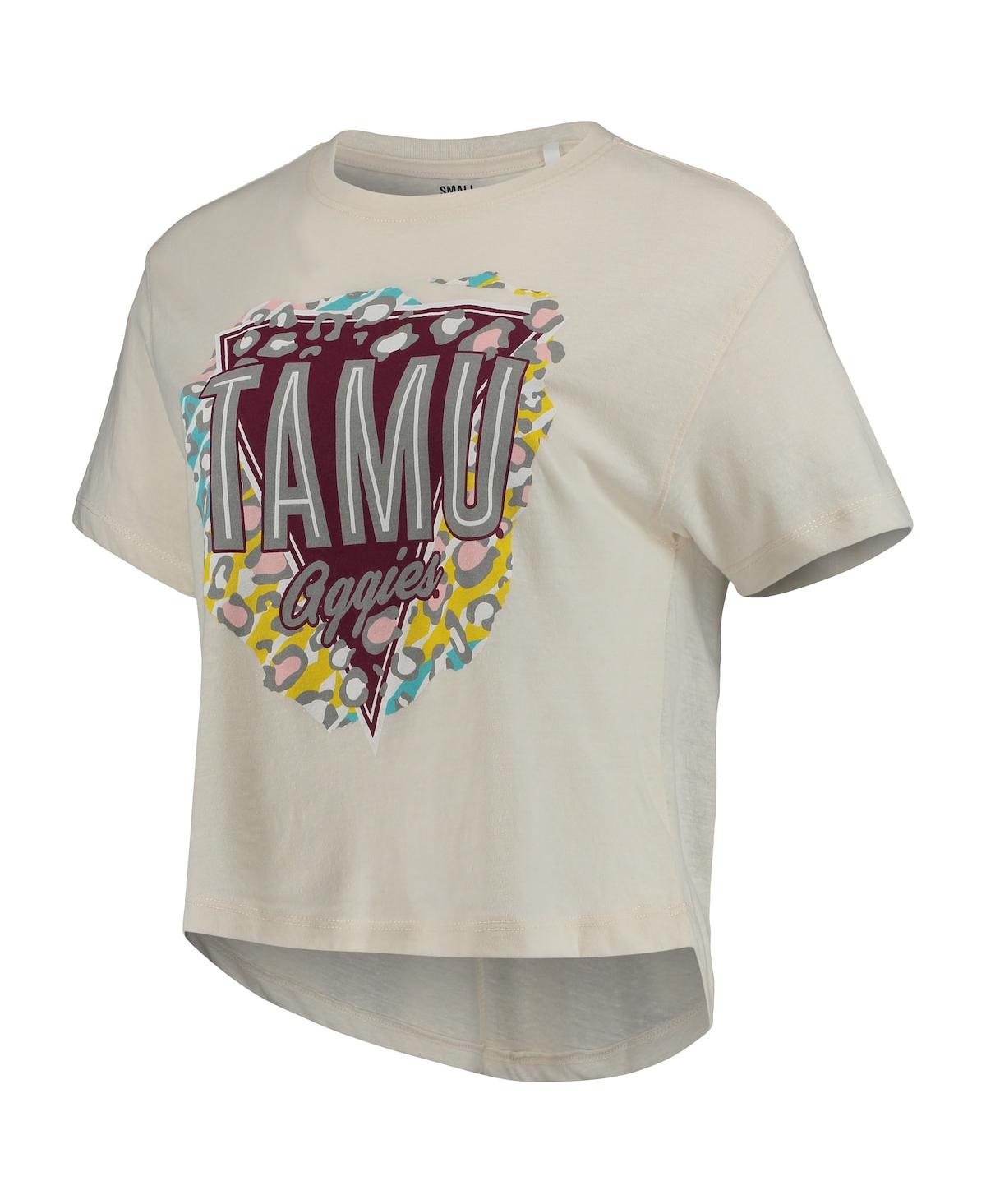 Shop Pressbox Women's  Cream Texas A&m Aggies Taylor Animal Print Cropped T-shirt