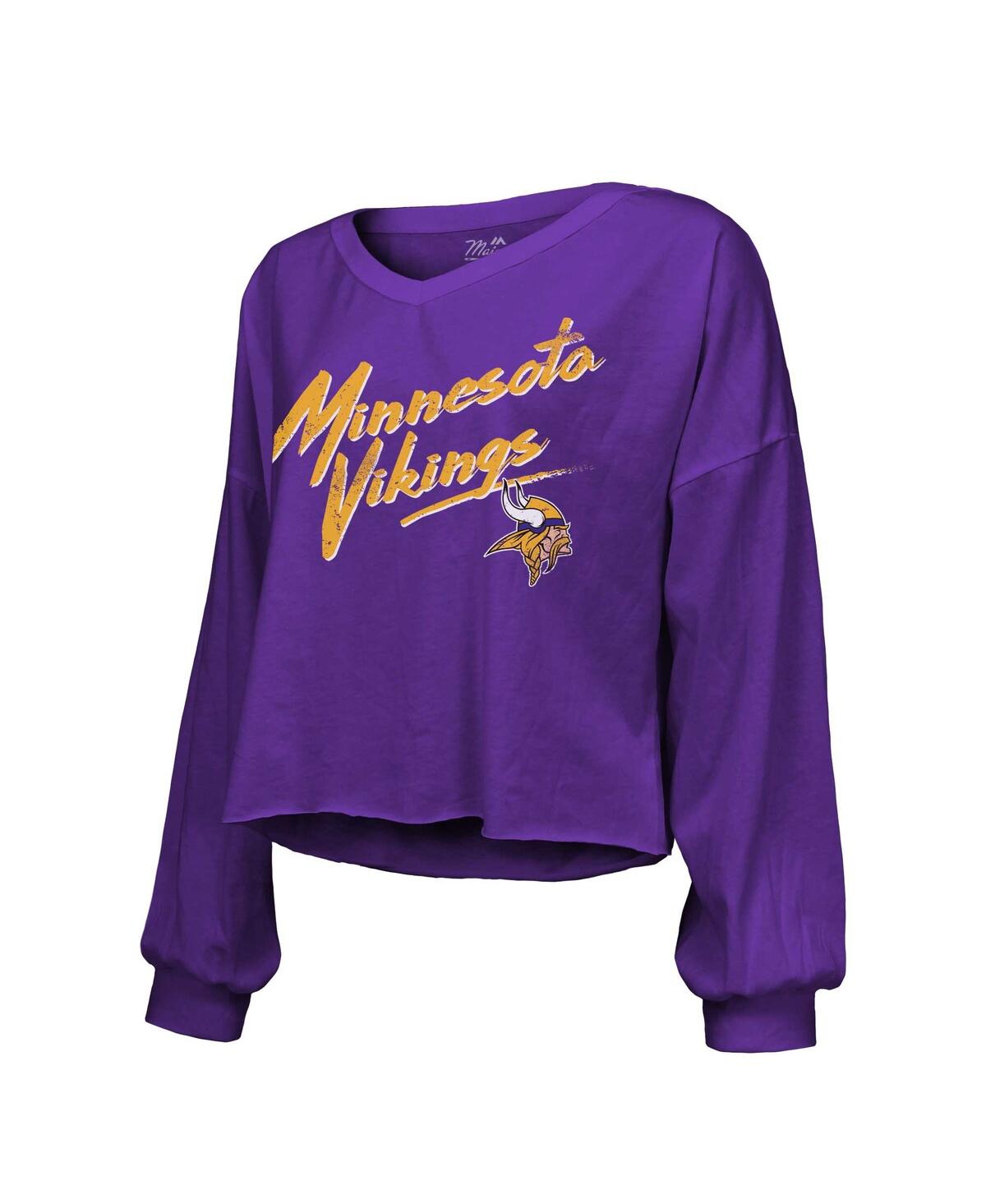 Majestic Women's  Threads Justin Jefferson Purple Distressed Minnesota Vikings Name And Number Off-sh In Purple