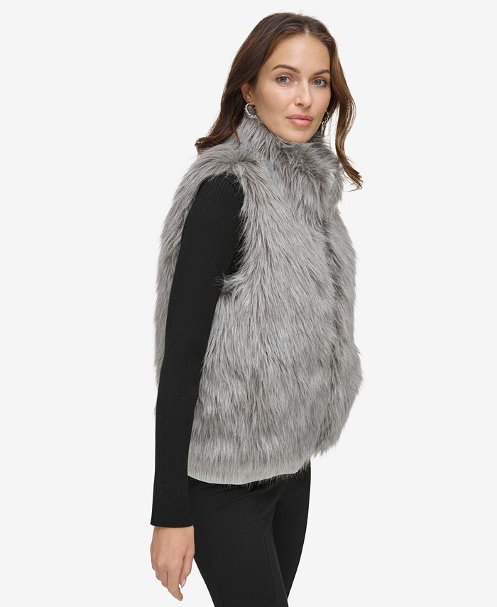 DKNY Women's Sleeveless Faux-Fur Vest - Macy's