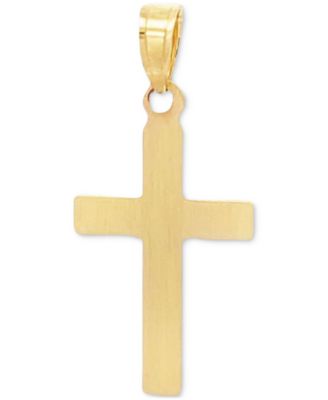 Small Leaf Cross Pendant in 14k Gold