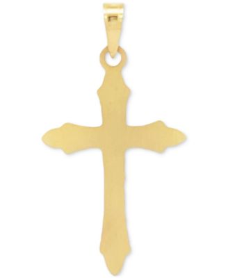 Two Tone Crucifix Charm Pendant in 14K Yellow and White Gold