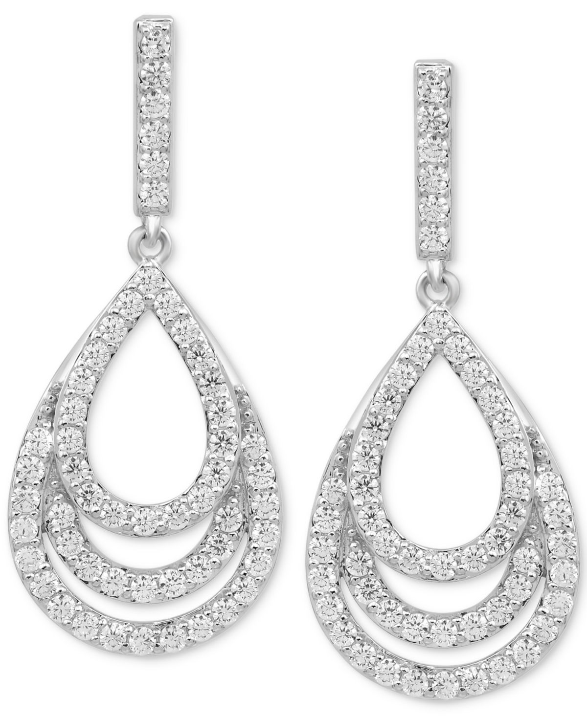 Diamond Layered Teardrop Drop Earrings (3/4 ct. t.w.) in 10k White Gold - 10K White Gold