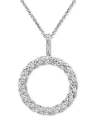 Macy's - Diamond Circle 18" Pendant Necklace (1/2 ct. t.w.) in Sterling Silver