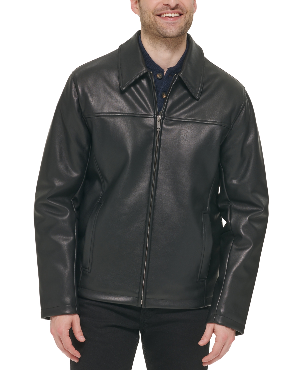 Cole Haan Men's Faux Leather Shirt Jacket In Black